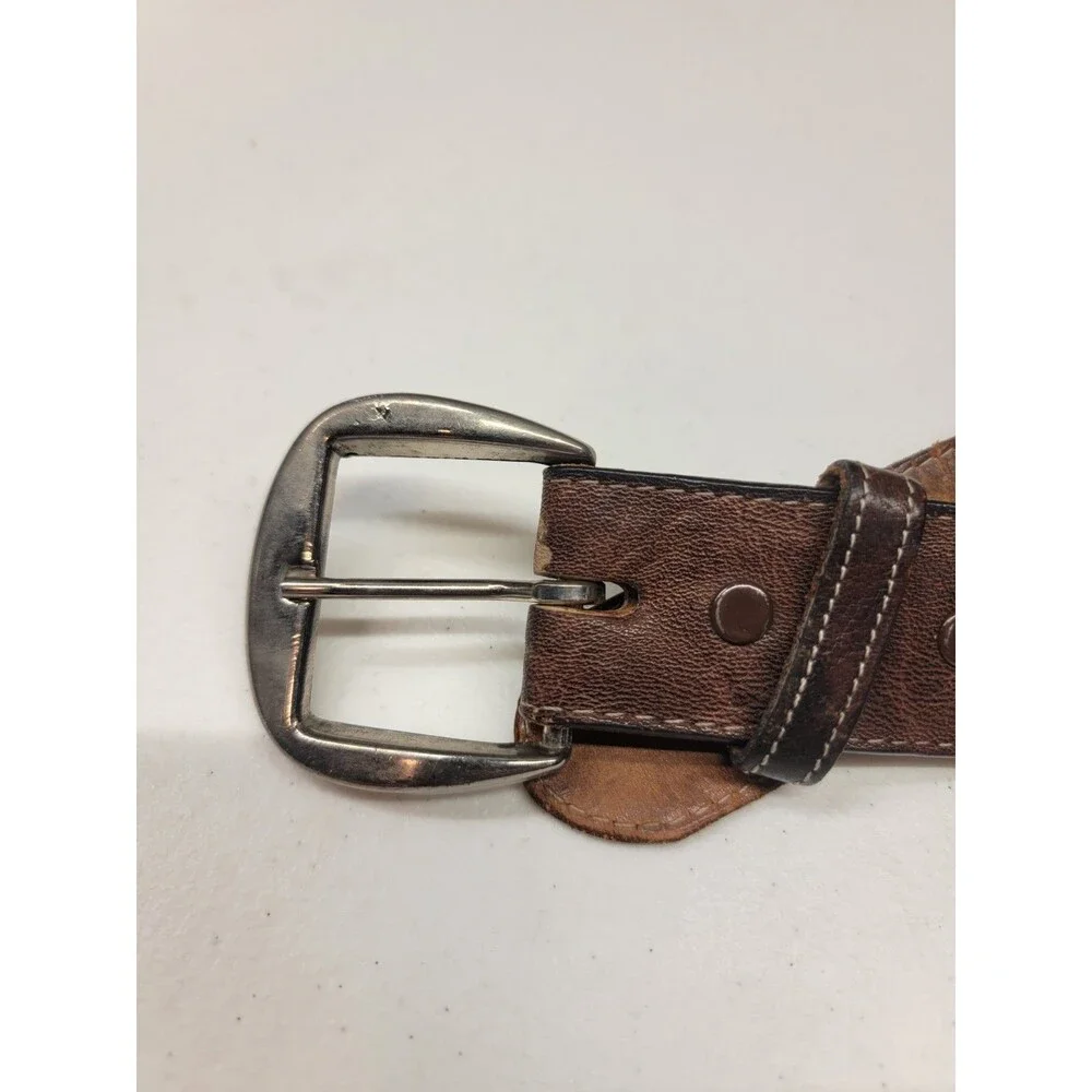 vintage TONY LAMA buckle belt 34 brown leather WESTERN